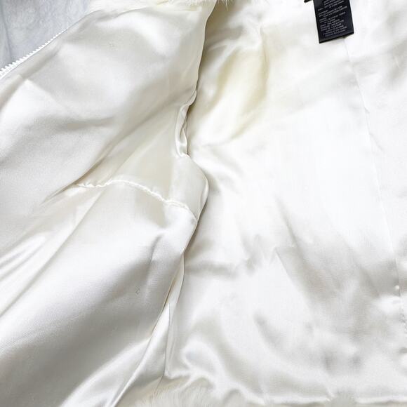 BEBE Ivory Cream Rabbit Fur Cropped Zip-up Jacket Lined Coat size Small - Picture 11 of 13